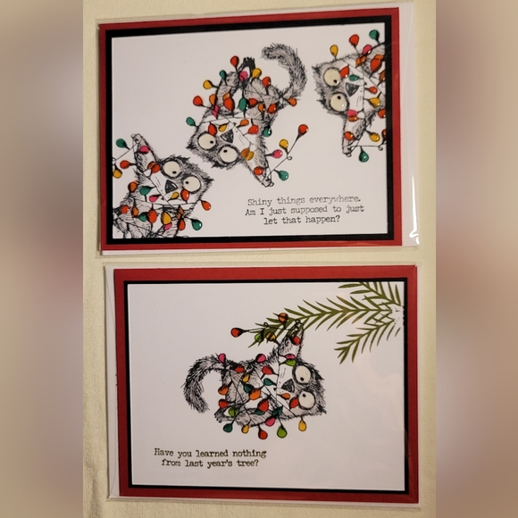 4 Hand Crafted Cards Snarky Cat - Picture 3 of 3